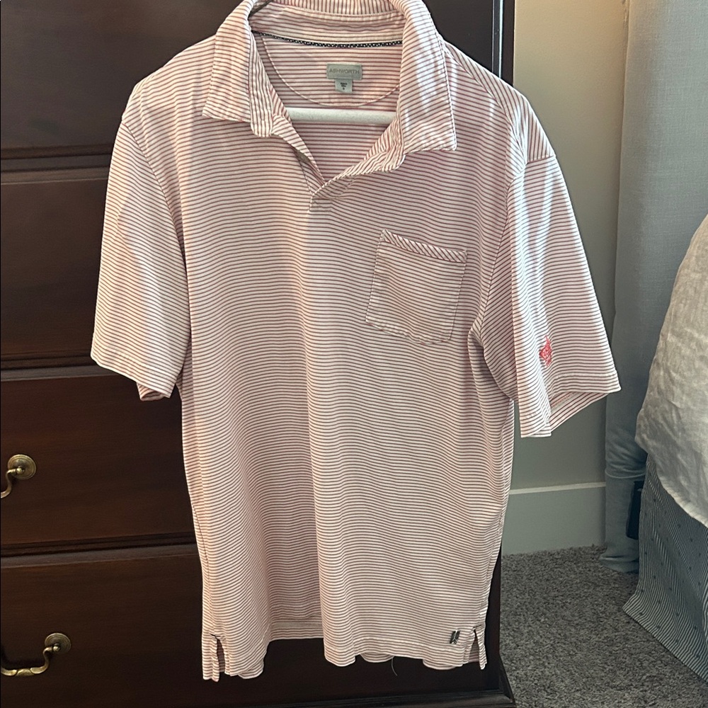 Ashworth Men's Pink Striped Polo Shirt